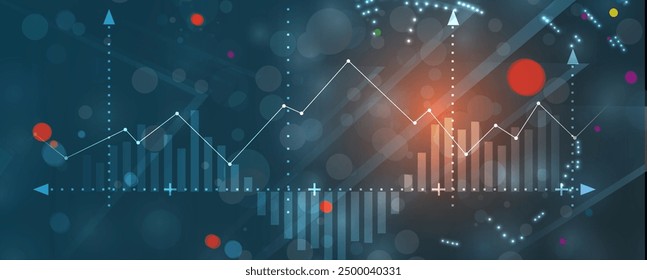 Financial technology and business analysis background. Virtual big data science illustration. Vector art.