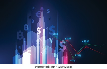 Financial technology concept. FinTech. Foreign exchange.	
