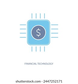 icono de línea de concepto de tecnología financiera. Ilustración simple del elemento. diseño del símbolo del esquema del concepto de la tecnología financiera.