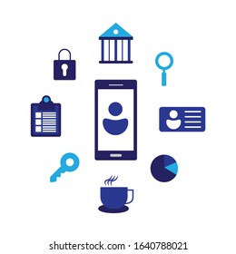 financial technology concept on blue color