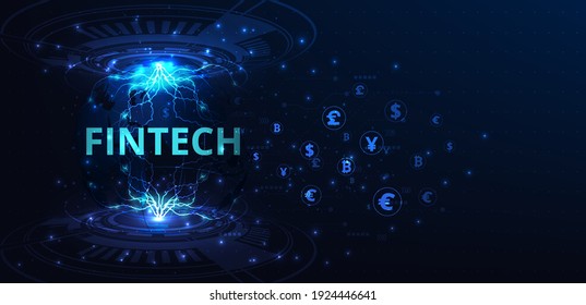 Financial technology concept.Foreign exchange.Capital flow on blue background.fin tech.vector illustration.