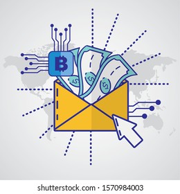 financial technology with envelope vector illustration design
