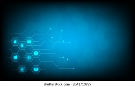 Financial and technology of exchange with icon of economic and stock statistics. Iconic of money and symbol of trade. Modern wallperpaper with network and communication.