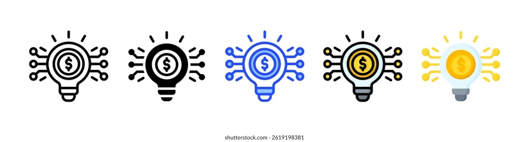 Colección de íconos de Tecnología financiera con varios estilos