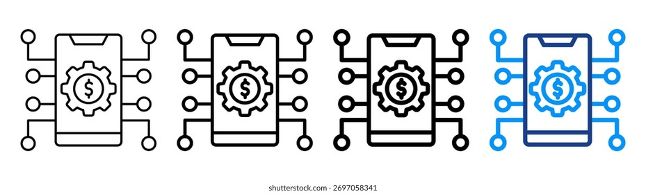 Conjunto de Colección de contorno diferente de ícono de Tecnología financiera