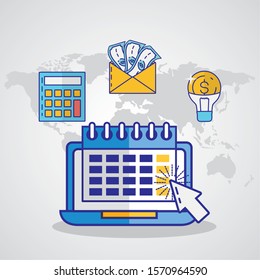 financial technology with laptop icon vector illustration design