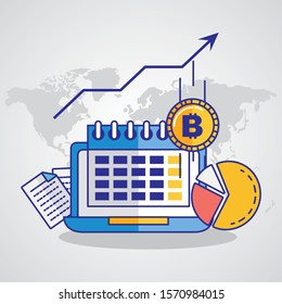 financial technology with laptop icon vector illustration design