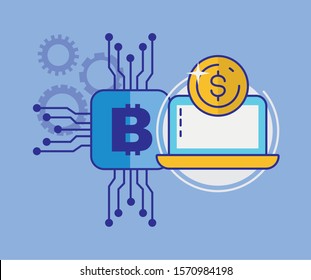 financial technology with laptop icon vector illustration design
