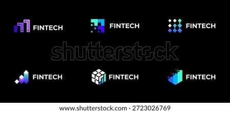 financial technology logo, growth logo, set creative logo vector