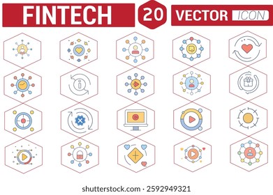 Financial Technology Mobile Banking Icons Set.eps