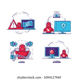 financial technology set icons