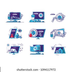 financial technology set icons