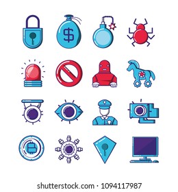 financial technology set icons