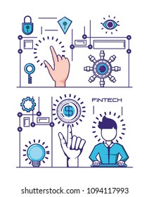 financial technology set icons