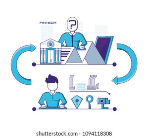 financial technology set icons