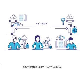financial technology set icons