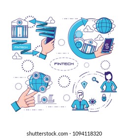 financial technology set icons