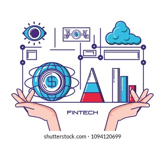 financial technology set icons