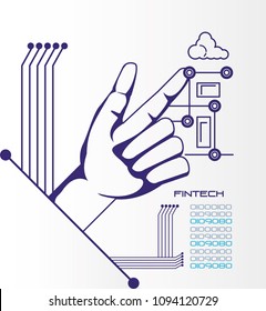 financial technology set icons