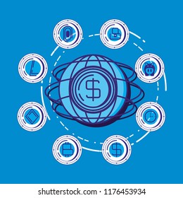 financial technology set icons