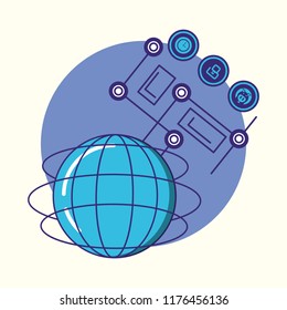 financial technology set icons