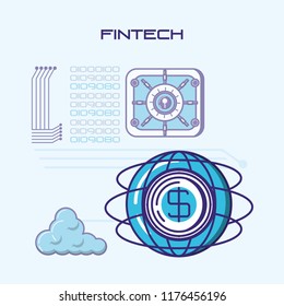 financial technology set icons