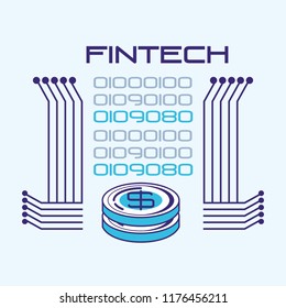 financial technology set icons