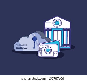 financial technology set icons vector illustration design