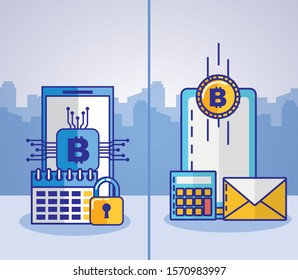 financial technology with smartphone icon vector illustration design