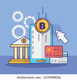 financial technology with smartphone icon vector illustration design
