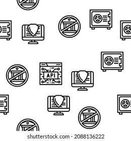 Ilustración De Línea Delgada De Patrón De Patrón De Tecnología Financiera Y Vector De Software