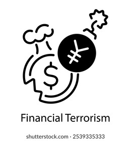 Financial terrorism icon in line style