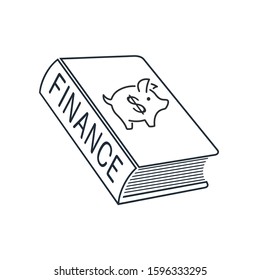 Financial textbook. Vector linear icon on a white background.