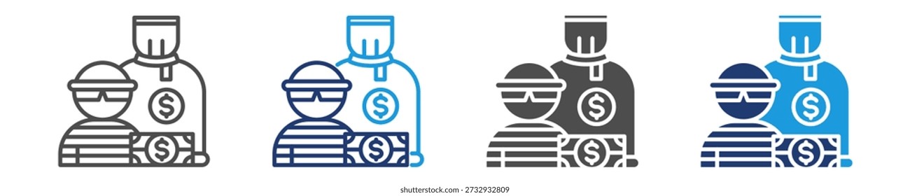 Conjunto de iconos de robo financiero Estilo múltiple