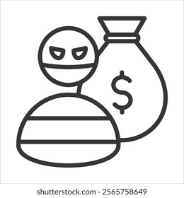 Financial Theft Icon Vector Illustration Outline Style