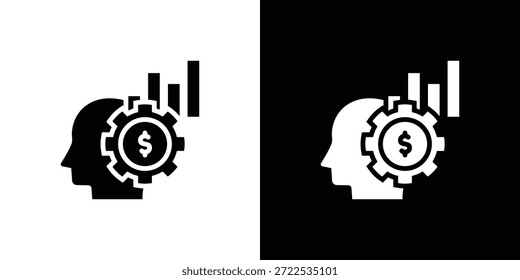 Conjunto de iconos de pensamiento financiero blanco y negro