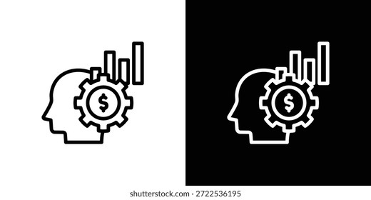 Conjunto de iconos de pensamiento financiero blanco y negro