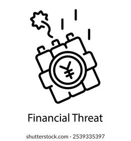 Financial threat icon in outline style 
