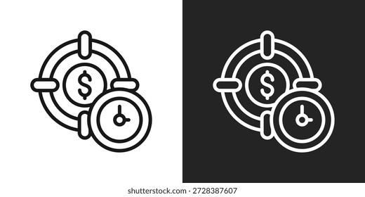 Financial Timer-Symbol in schwarz-weißem Linienstil