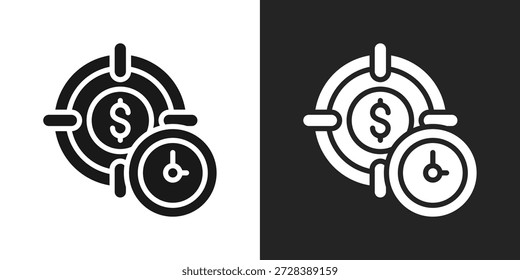 Finanzzeitgeber-Symbol in schwarz-weißem Glyphenstil