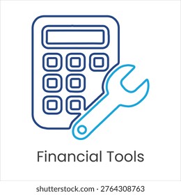 Financial tools concept with calculator and wrench