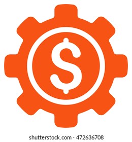 Financial Tools icon. Vector style is flat iconic symbol with rounded angles, orange color, white background.