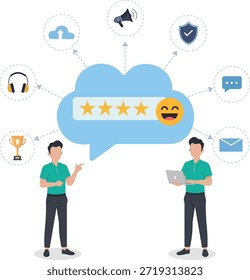 Rastreador financiero y Cliente Comentarios Ilustración de negocios