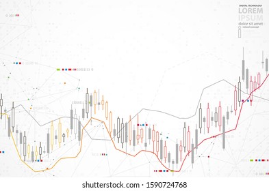 Financial trade concept. Stock market and exchange. Candle stick graph chart.