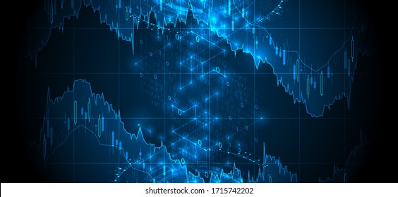 Concepto de comercio financiero. Mercado de valores y mercado de valores. Gráfico de gráficos de barras de velas.