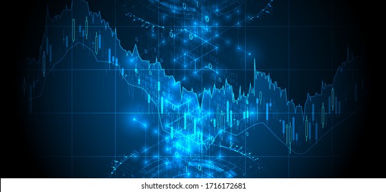 Konzept des Finanzhandels Börse und Börse. Graph-Diagramm für Kerzenhalter.