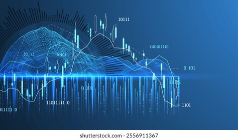 Financial trade concept. Stock market and exchange. Candle stick graph chart. Hand drawn vector.