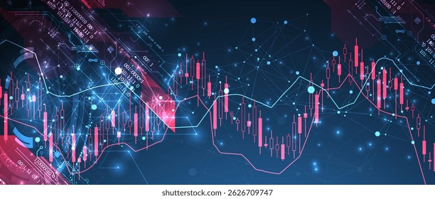 Financial trade concept. Stock market and exchange. Candle stick graph chart. Vector.