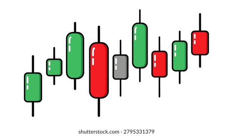 Financial trading chart with colored candlesticks