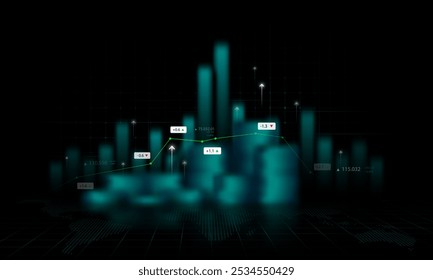 Hintergrund der Grafik der Finanzhandelstechnologie, die Börse schwankt nach dem Auf und Ab des Weltgeschäfts